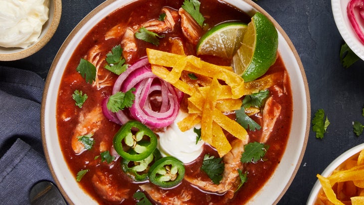 Chicken Adobo Soup with Tortilla Strips & Crema recipe