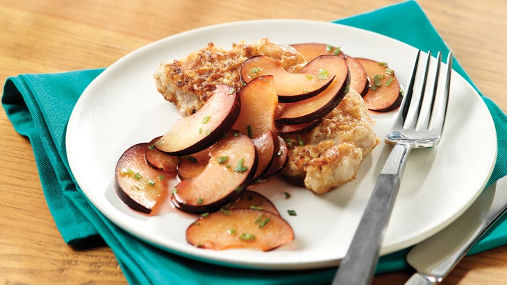Buttermilk Pork Chops with Sautéed Plums 43 web Pork chops recipe