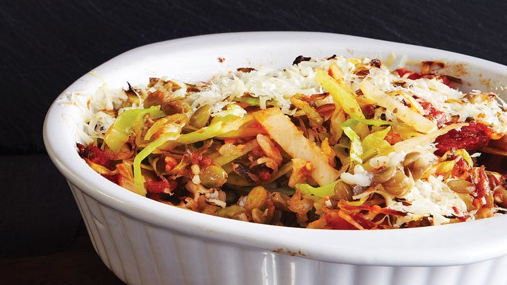Parmesan-Crusted Winter Cabbage Pilaf Cabbage pilaf recipe