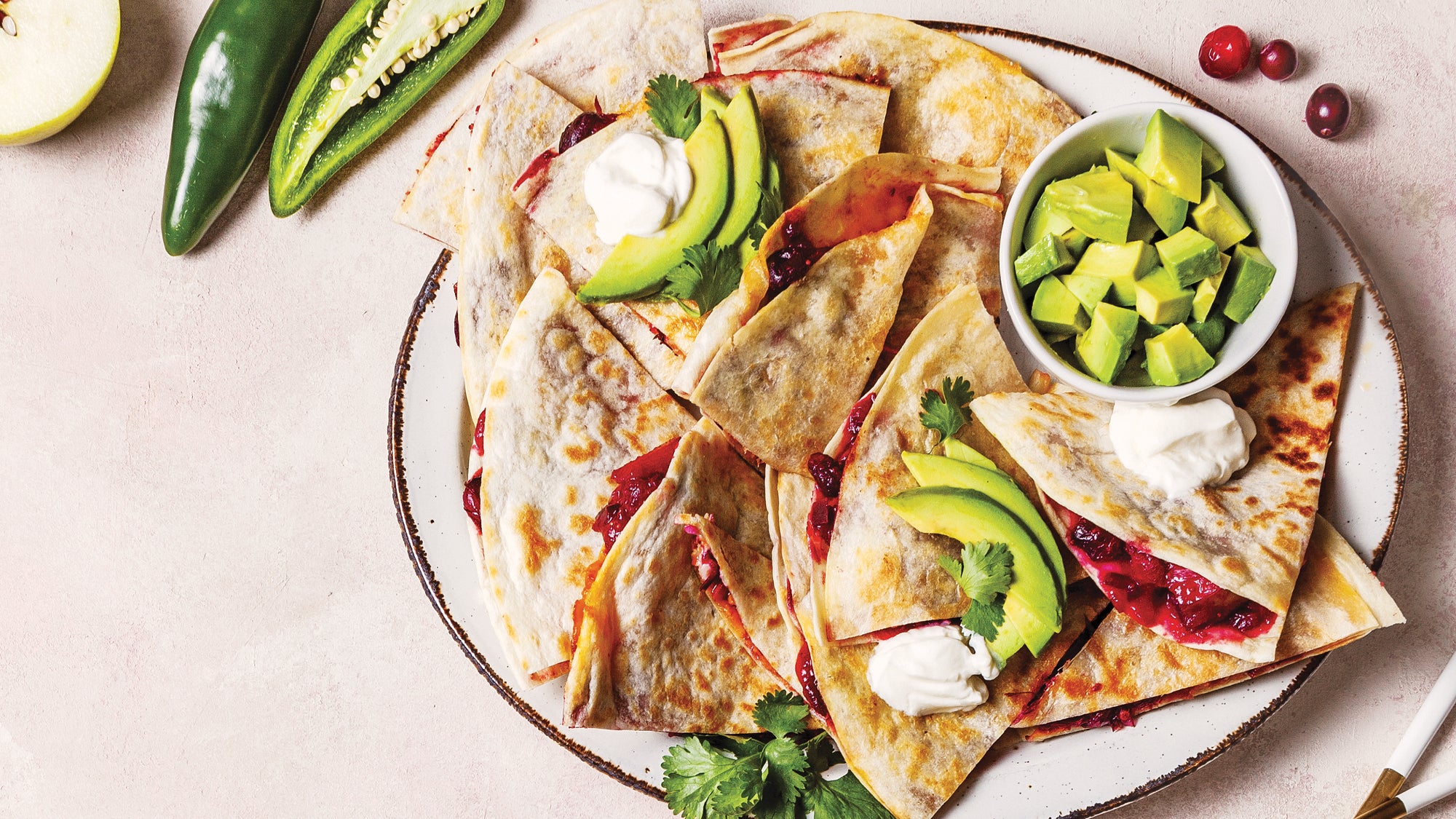 Quesadillas with Cranberry Jalapeño Sauce recipe
