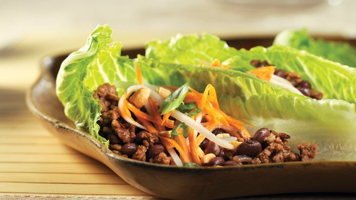 Asian Beef Lettuce Cups with Carrot and Daikon Slaw Asian Beef Lettuce Cups with Carrot and Daikon Slaw