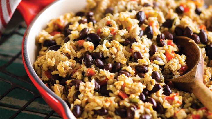 Cuban Style Rice and Beans with Turkey Healthy flavorful rice and beans recipe