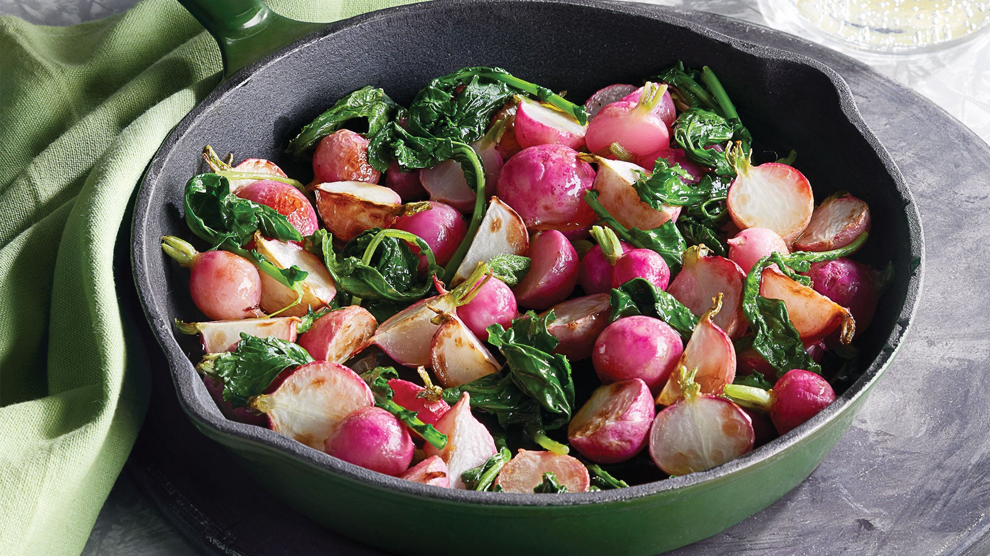 Roasted Radishes & Greens with Tahini Sauce recipe