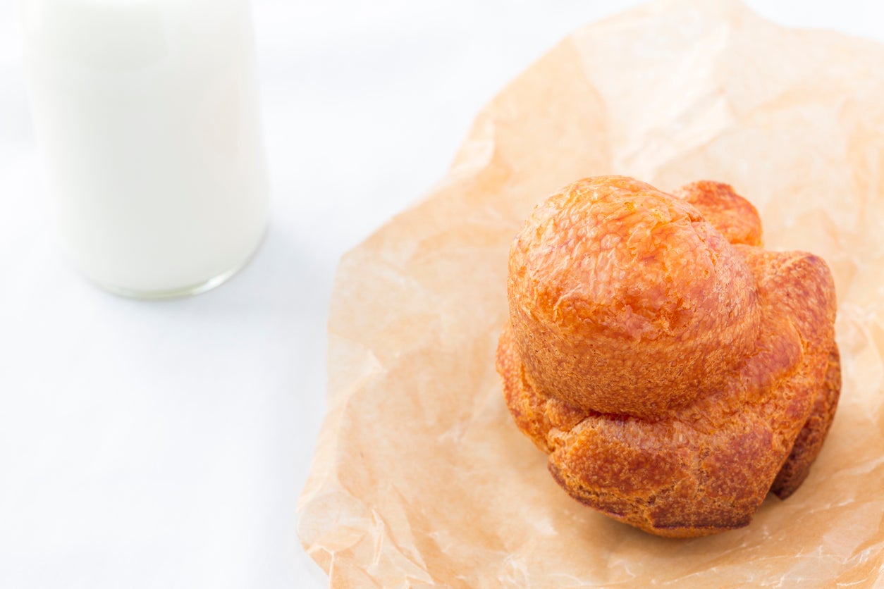 Popover with a bottle of milk