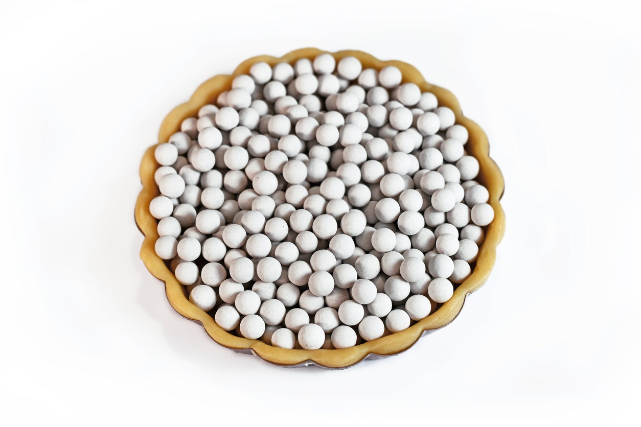 Ceramic baking weights in pie