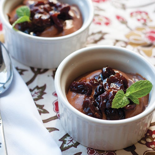 ChocolateYogurtMousse_Article Chocolate Yogurt Mousse With Vanilla Cherry Compote recipe