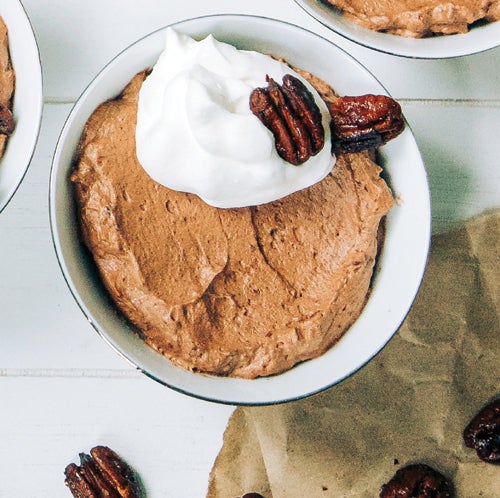 Spiced Chocolate Mousse With Maple Whipped Topping & Candied Pecans Spiced Chocolate Mousse With Maple Whipped Topping & Candied Pecans recipe