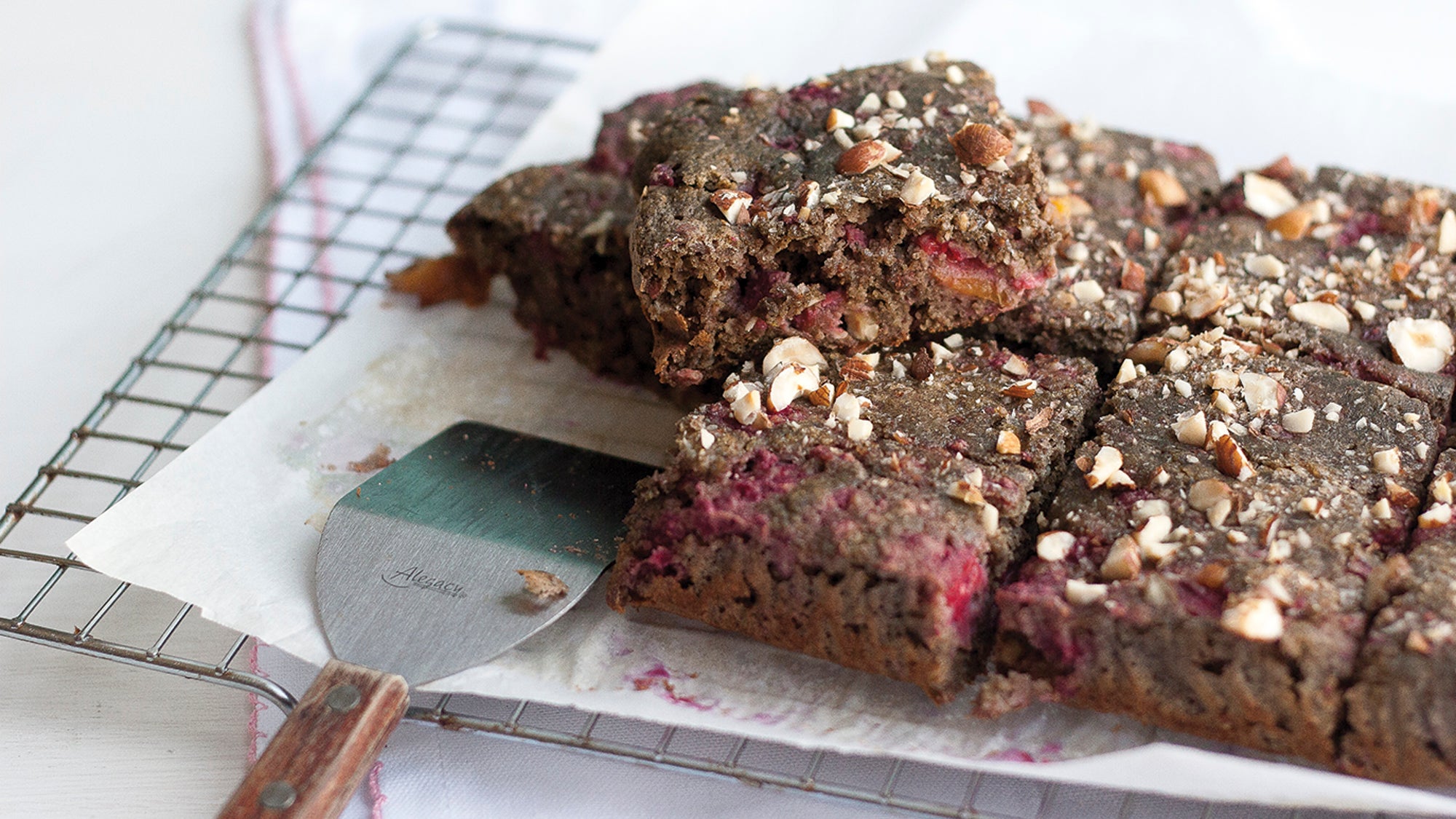 Hazelnut Raspberry Peach Bars