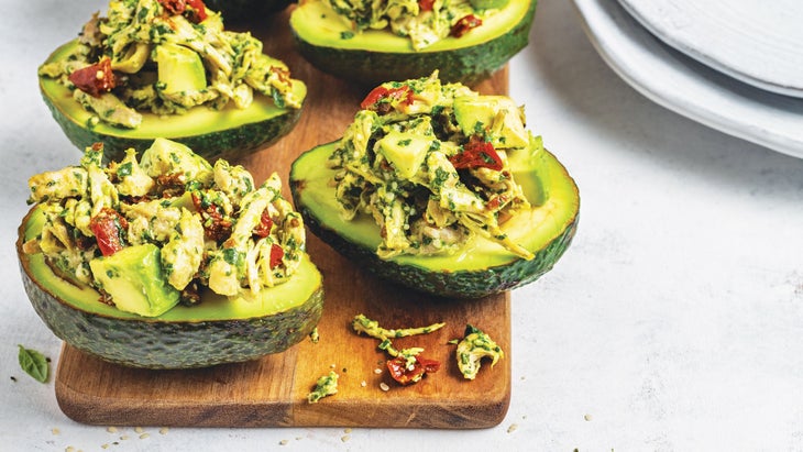 Pesto-Chicken-Salad-in-Avocado-Halves_90-web Pesto Chicken Salad in Avocado Halves recipe
