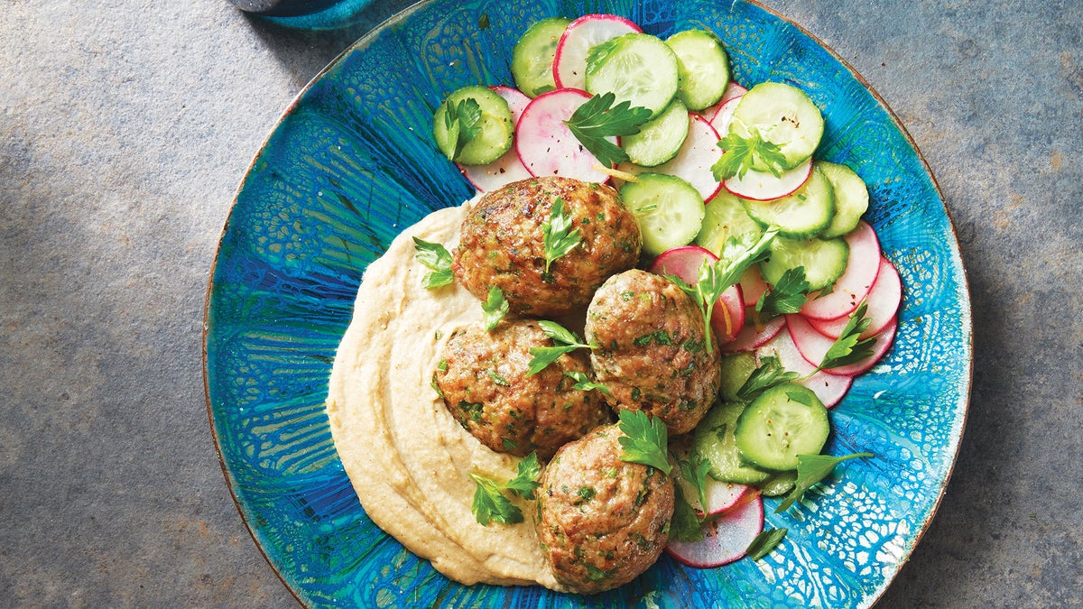 Lamb Kofte in Tahini Sauce with Cucumber Radish Salad Clean Eating