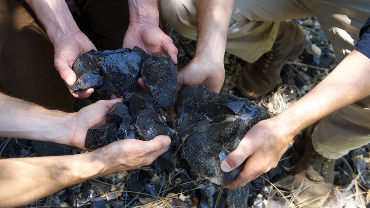 Hikers find obsidian on a volcano