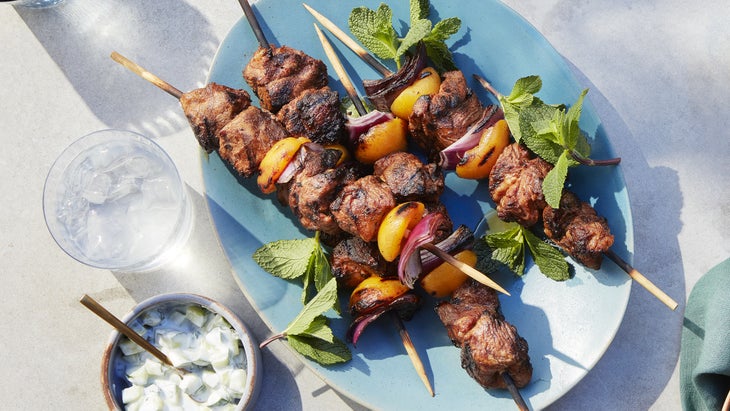 Lamb apricot skewers with cucumber mint yogurt