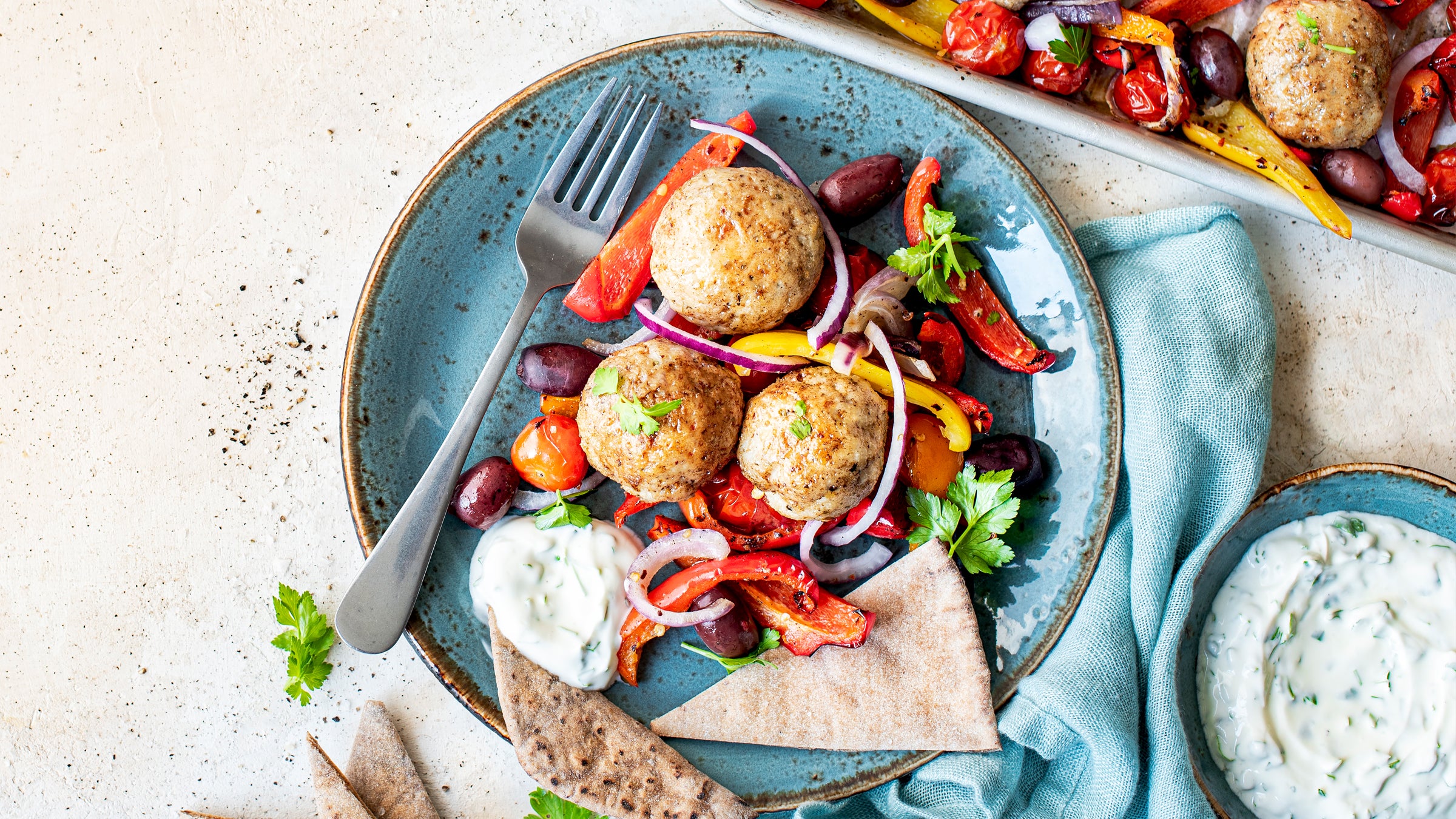 chicken meatballs with tzatziki