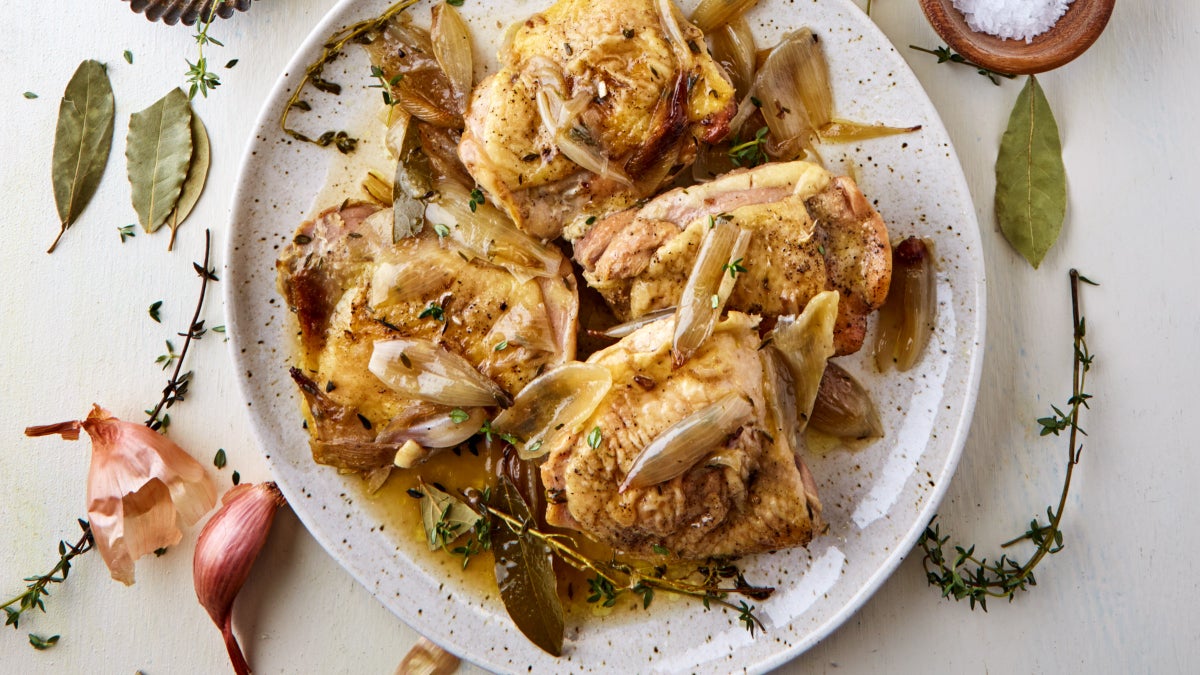 Chicken Thighs with Shallots, Dijon & Herbs - Clean Eating