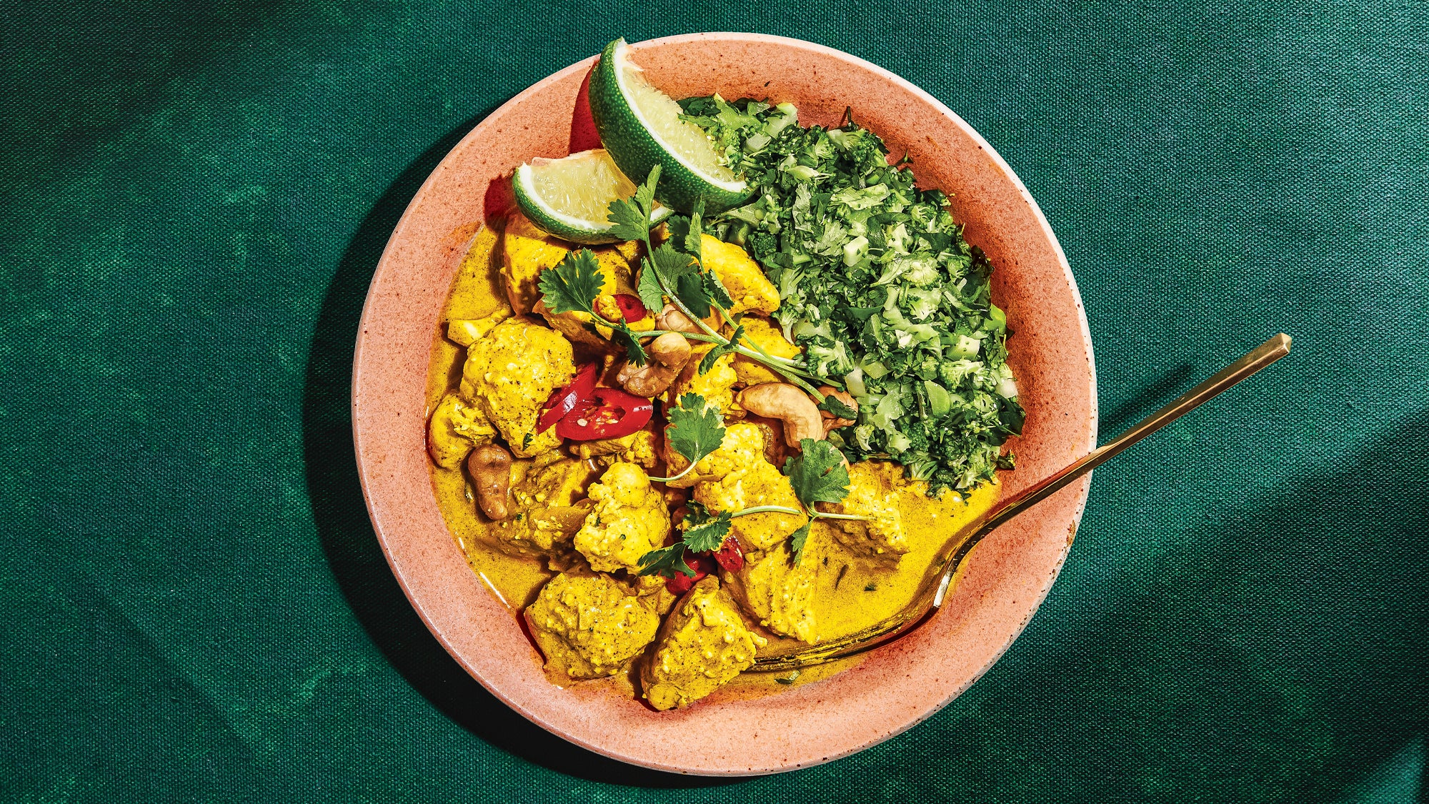 Cashew Chicken Curry with Herbed Broccoli Rice