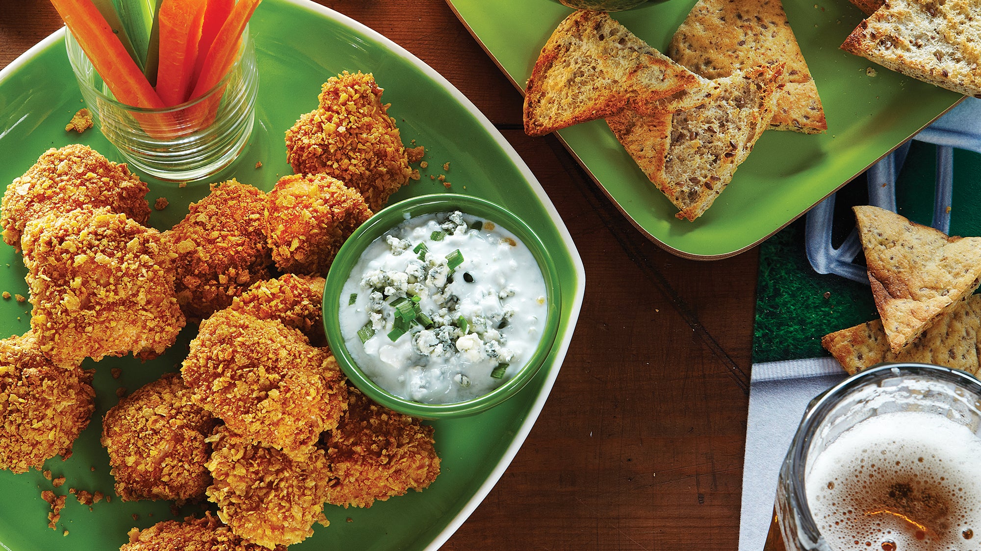 Baked Buffalo Chicken Tenders with Blue Cheese Sauce