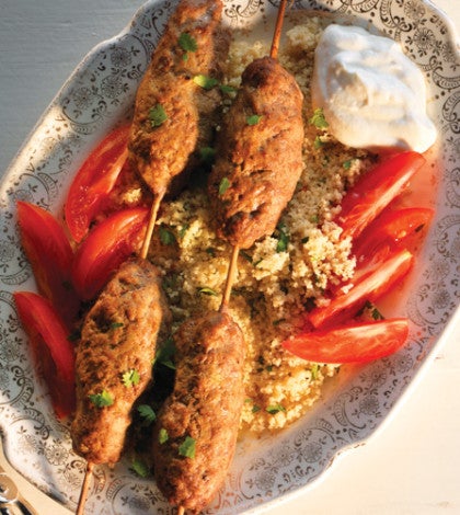 Turkish Kebabs with Tahini Yogurt Sauce & Cilantro Couscous image None
