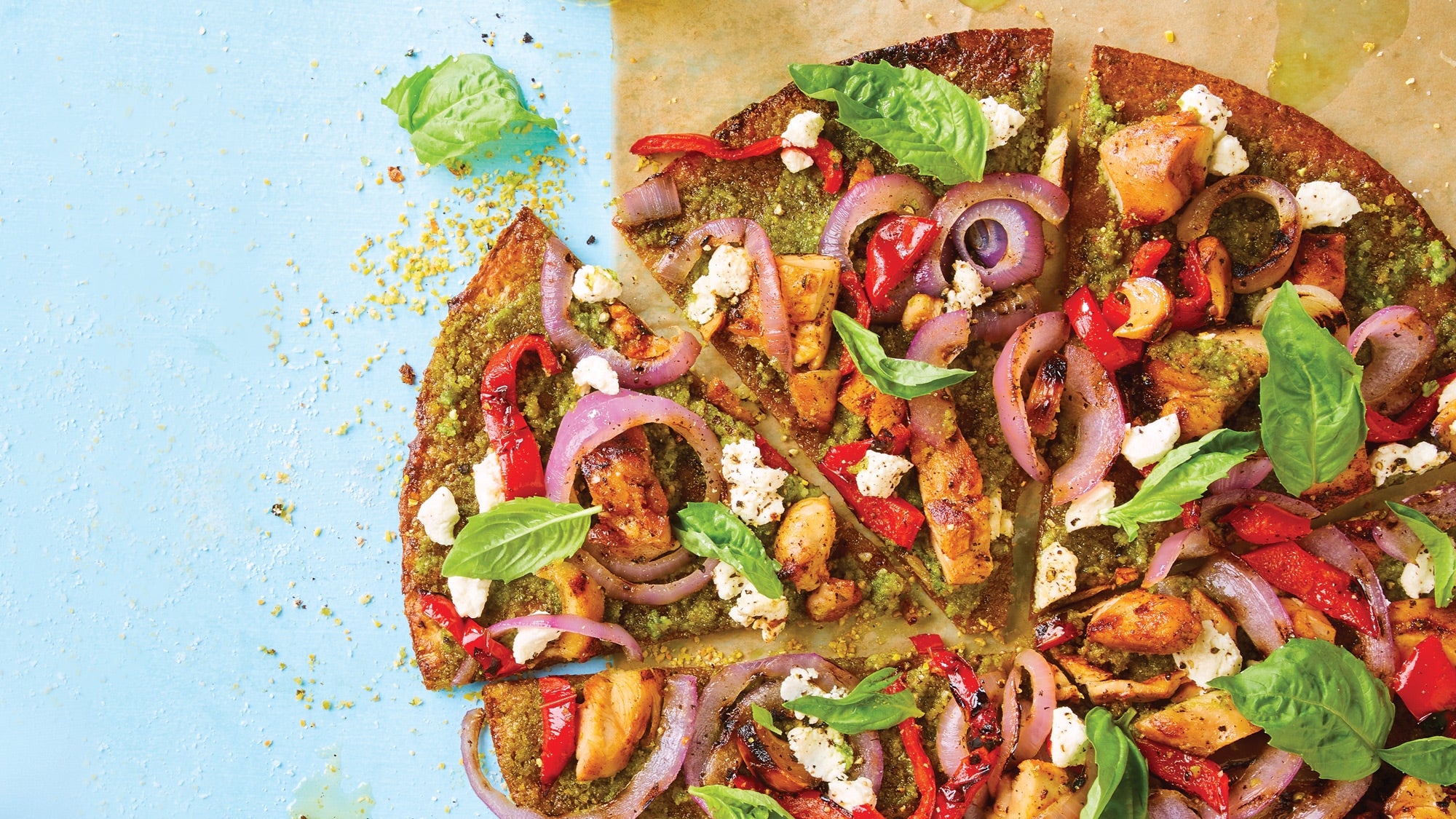 Grilled-Chicken-Vegetable-Pesto-Pizza_79-WEB Grilled Chicken Vegetable Pesto Pizza recipe