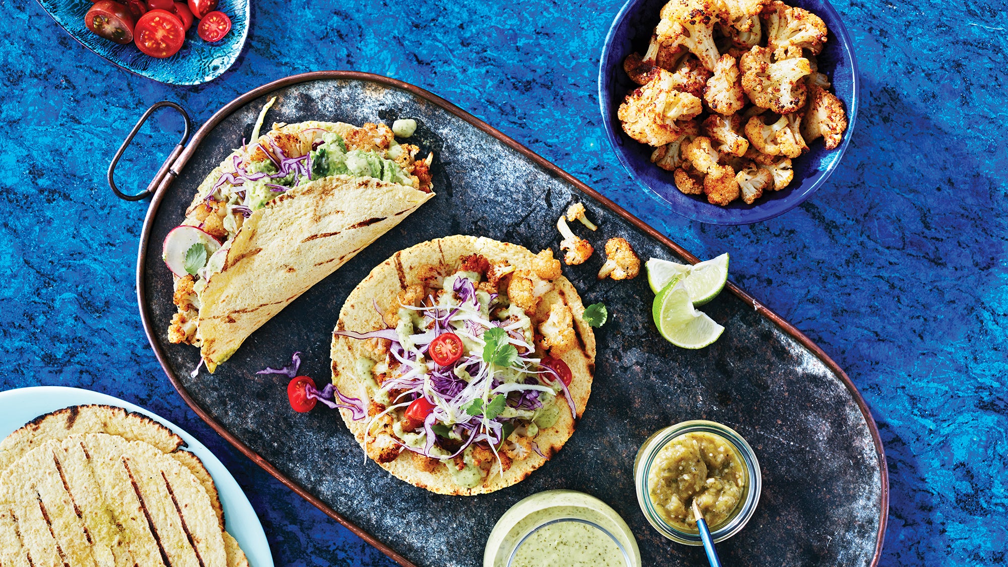 Chipotle Cauliflower Tacos with Jalapeno Cilantro Sauce 69 web None
