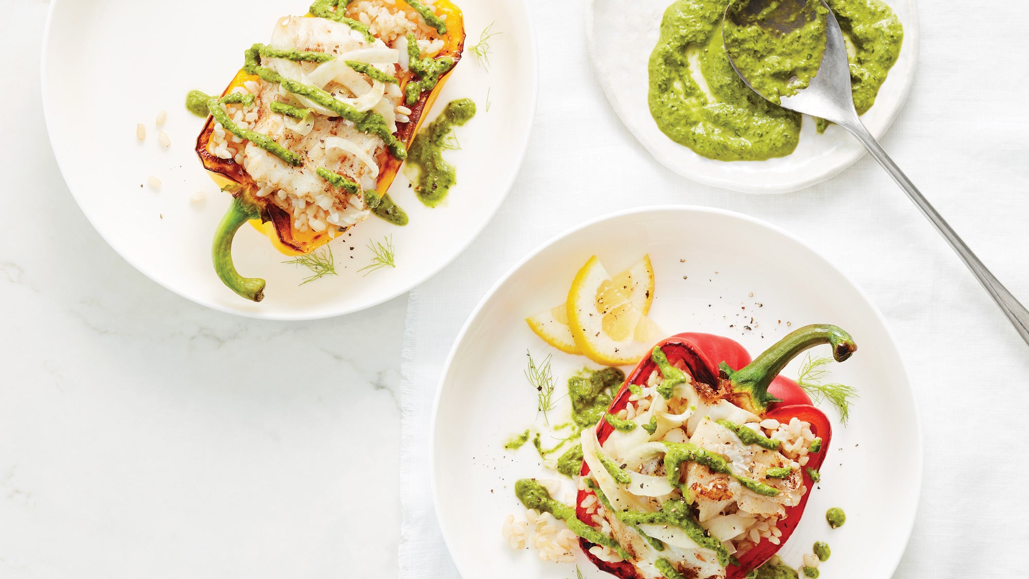 Fish-Stuffed-Peppers-with-Cilantro-Ginger-Pistou-74_web Fish-Stuffed Peppers with Cilantro Ginger Pistou recipe