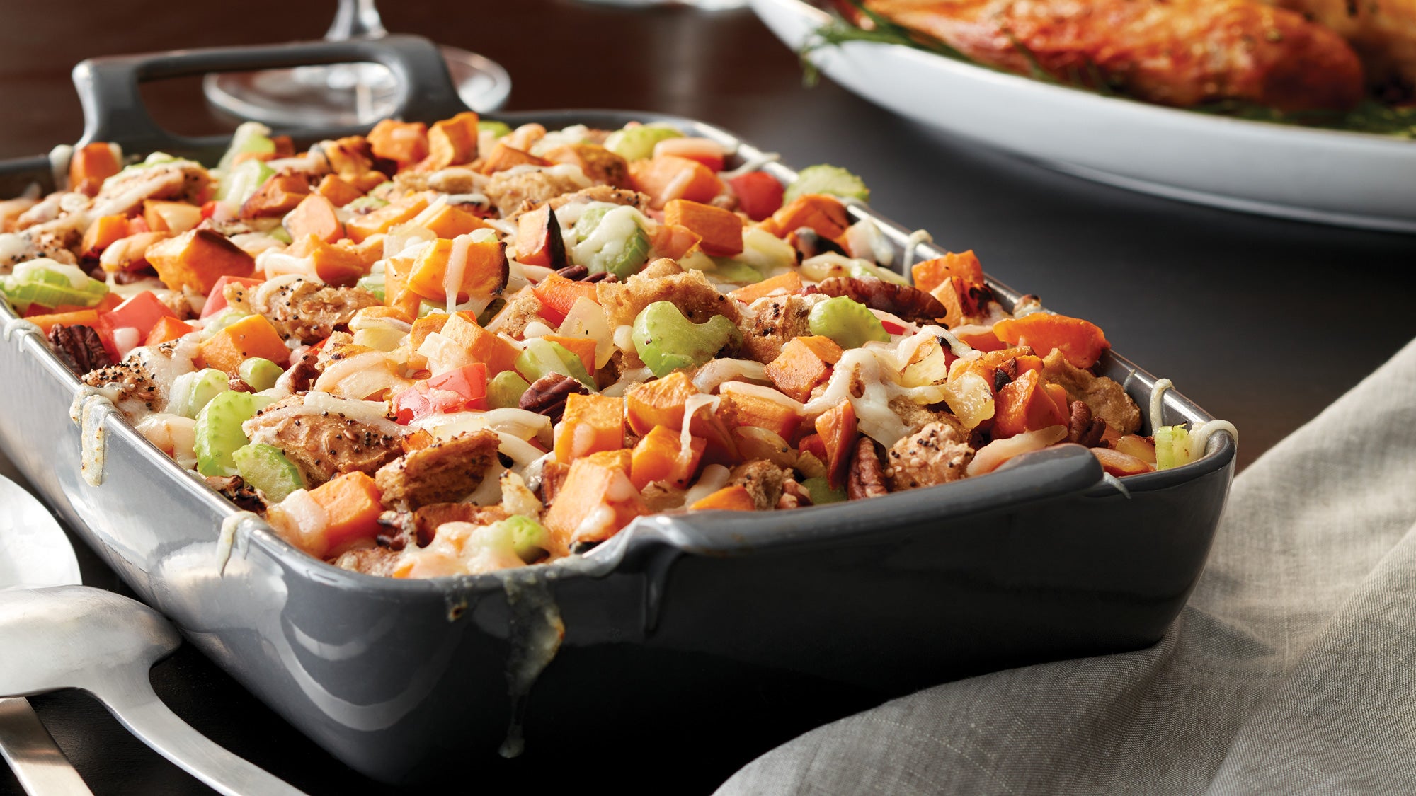 Sweet Potato Dressing with Gruyere & Thyme