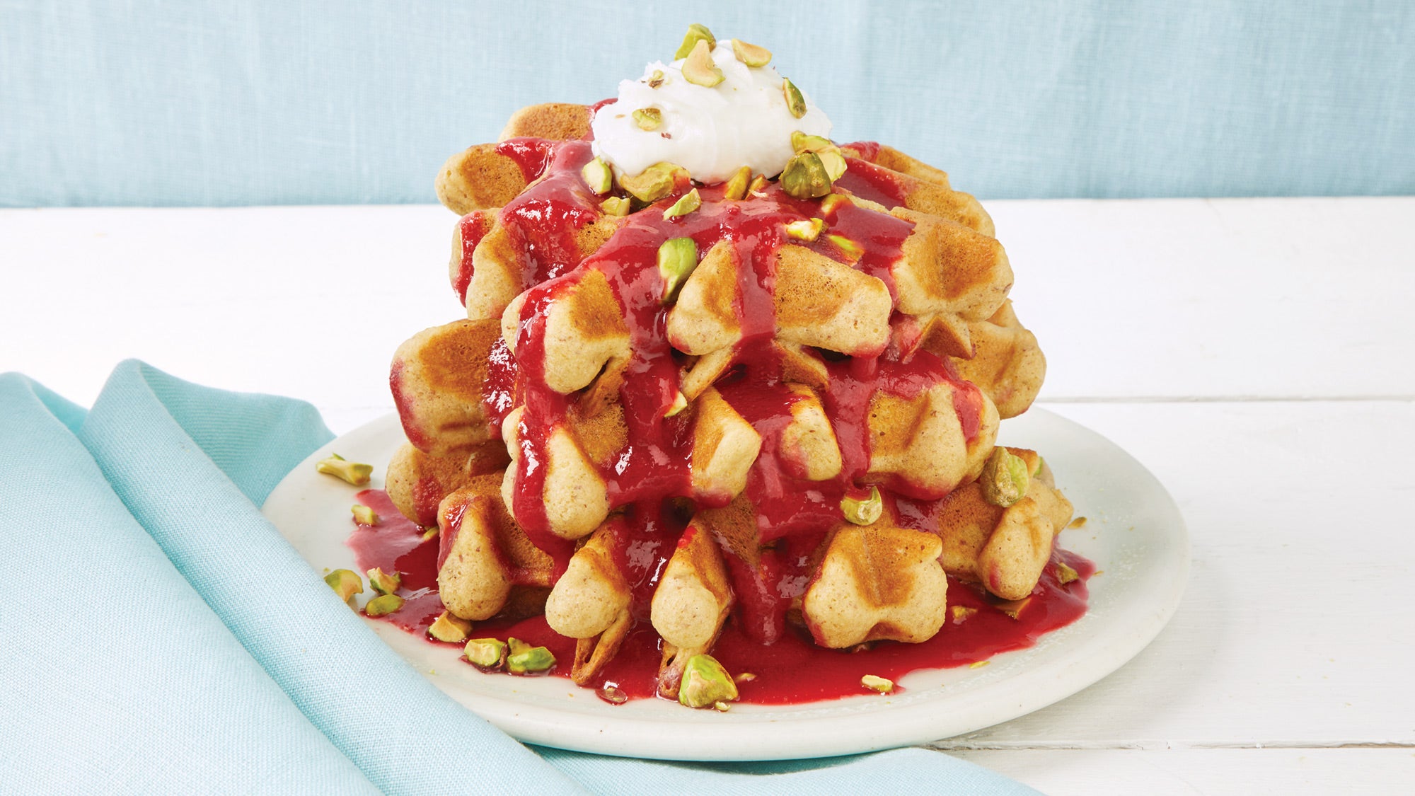 Pistachio-Almond-Waffles-with-Cherry-Vanilla-Sauce_77_web Pistachio Almond Waffles with Cherry Vanilla Sauce recipe