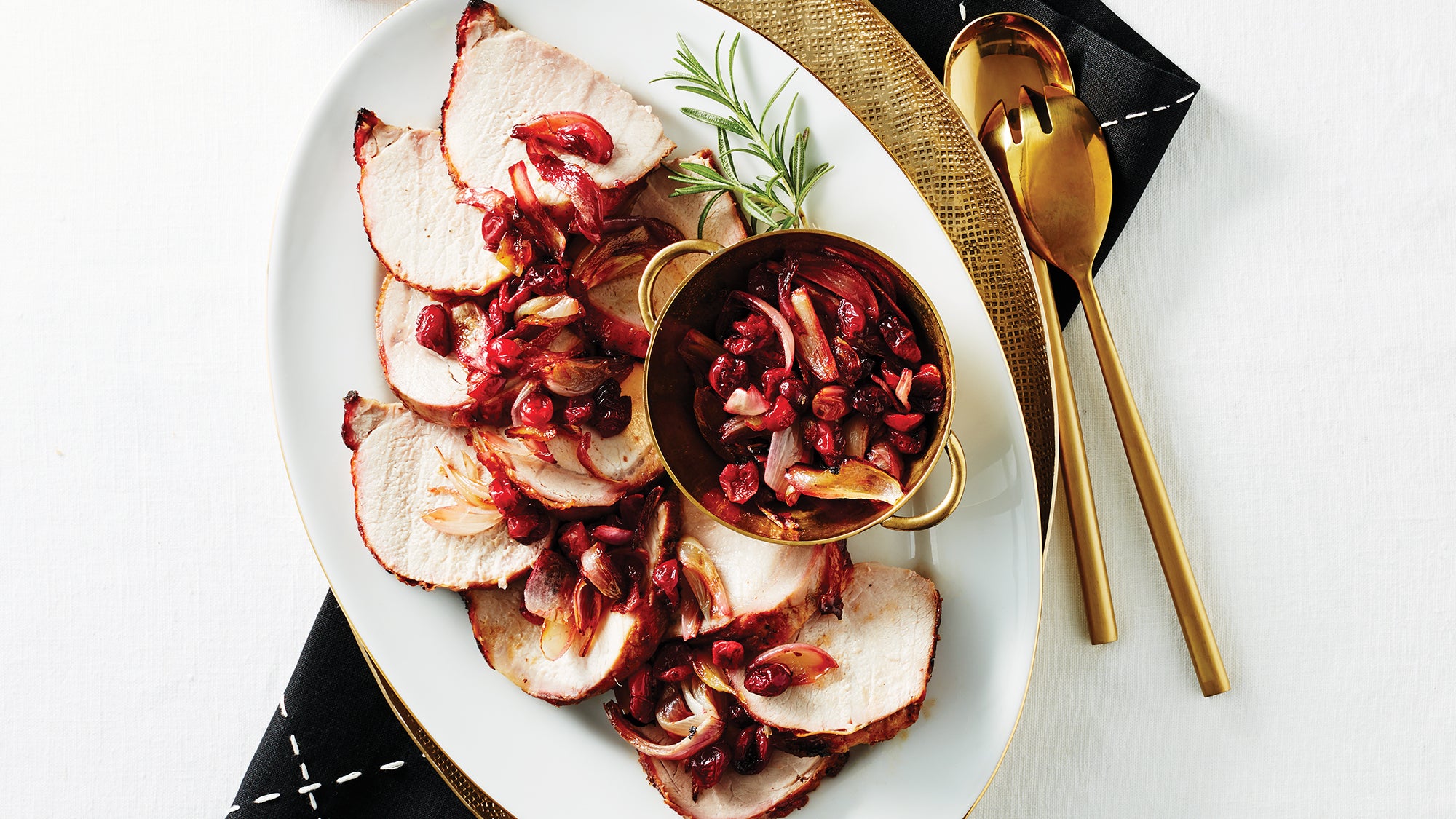 Cranberry-Glazed Pork Loin Roast with Cranberry Shallot Compote Cranberry-Glazed Pork Loin Roast with Cranberry Shallot Compote
