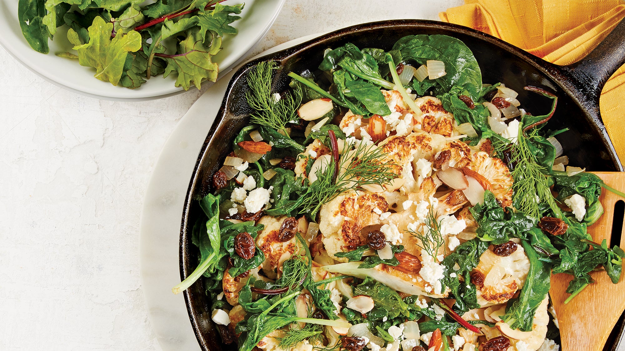 Balsamic Greens with Cauliflower Steaks_82 Balsamic Greens with Cauliflower Steaks recipe