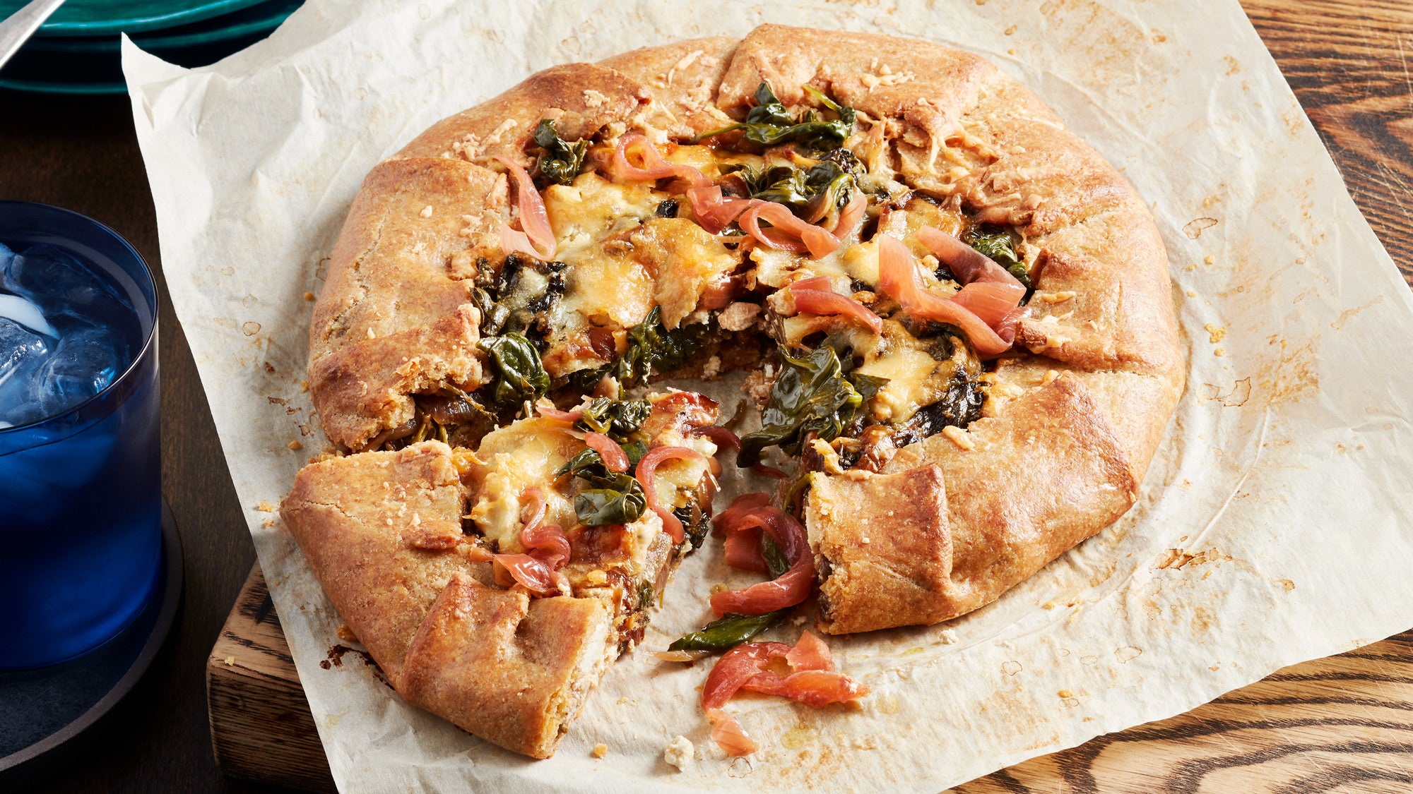 Mixed-Greens-Galette-with-Caramelized-Onions-&-Goat-Cheese_83-WEB Mixed Greens Galette with Caramelized Onions & Goat Cheese