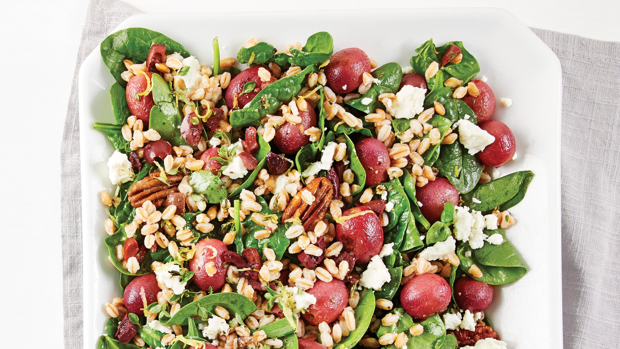 Mediterannean-Farro-Salad-with-Lemon-Thyme-Dressing_83-WEB Mediterannean Farro Salad with Lemon Thyme Dressing recipe