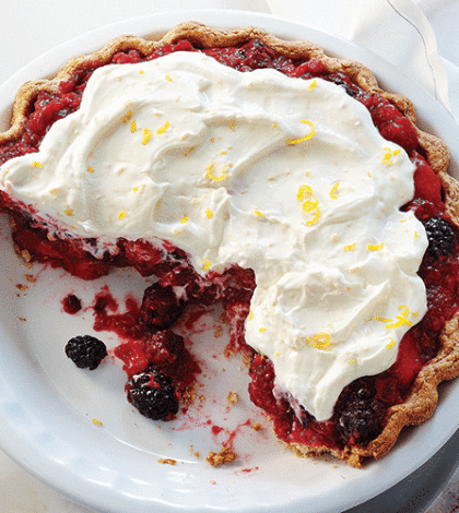 Double Berry Peach Pie with Lemon Cream image None