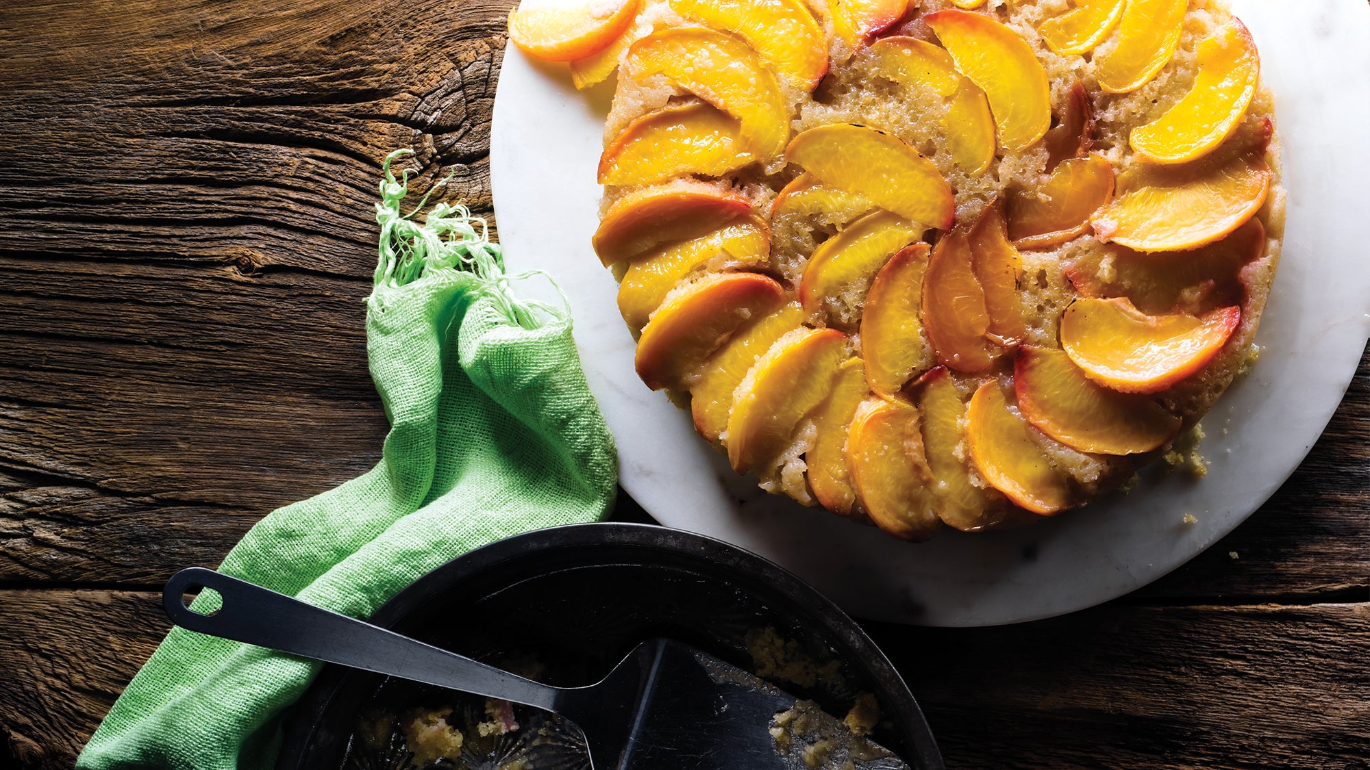 Peach Upside-Down Cake on the Grill Peach Upside-Down Cake recipe