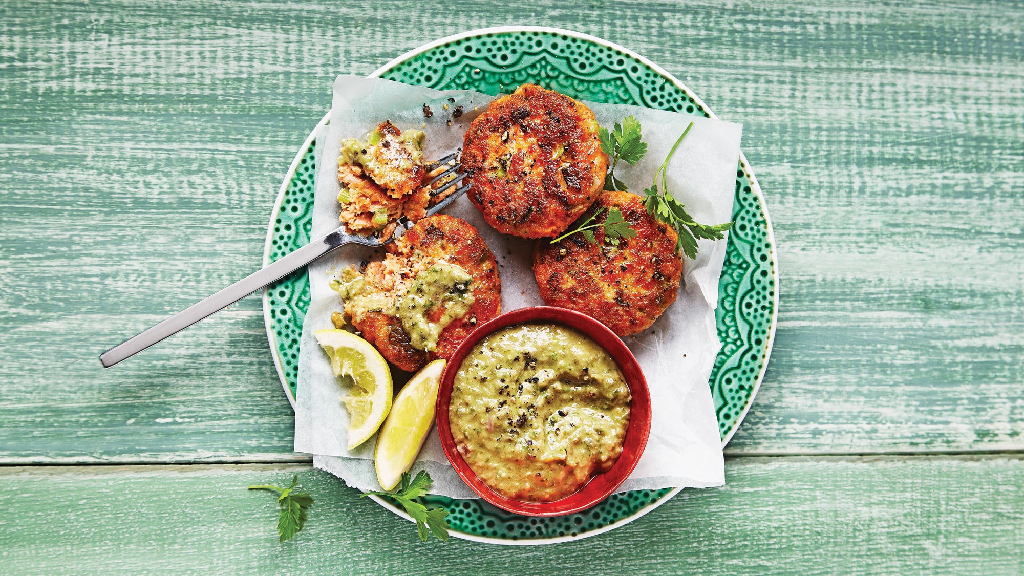 Lemon-Salmon-Patties-with-Sauce-Verte_88-web Lemon Salmon Patties with Sauce Verte recipe