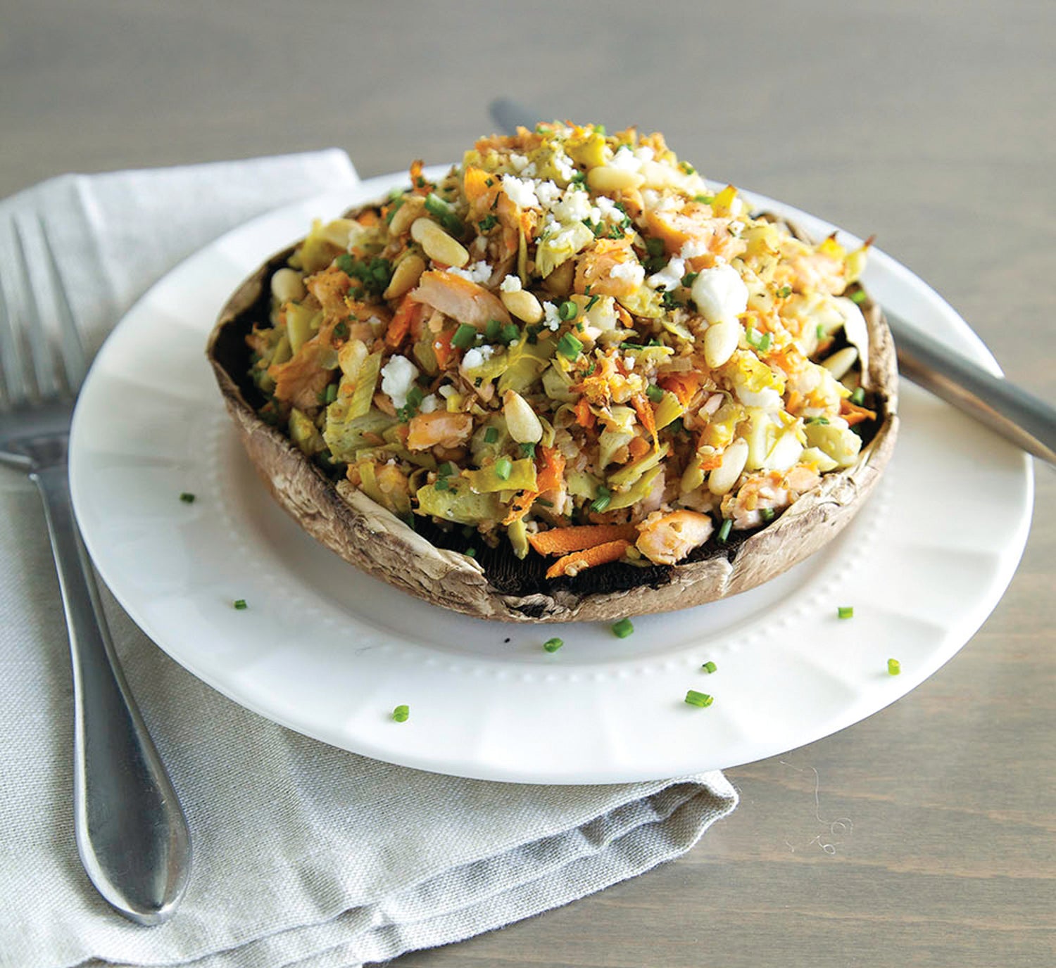 Salmon Artichoke Stuffed Portobello None