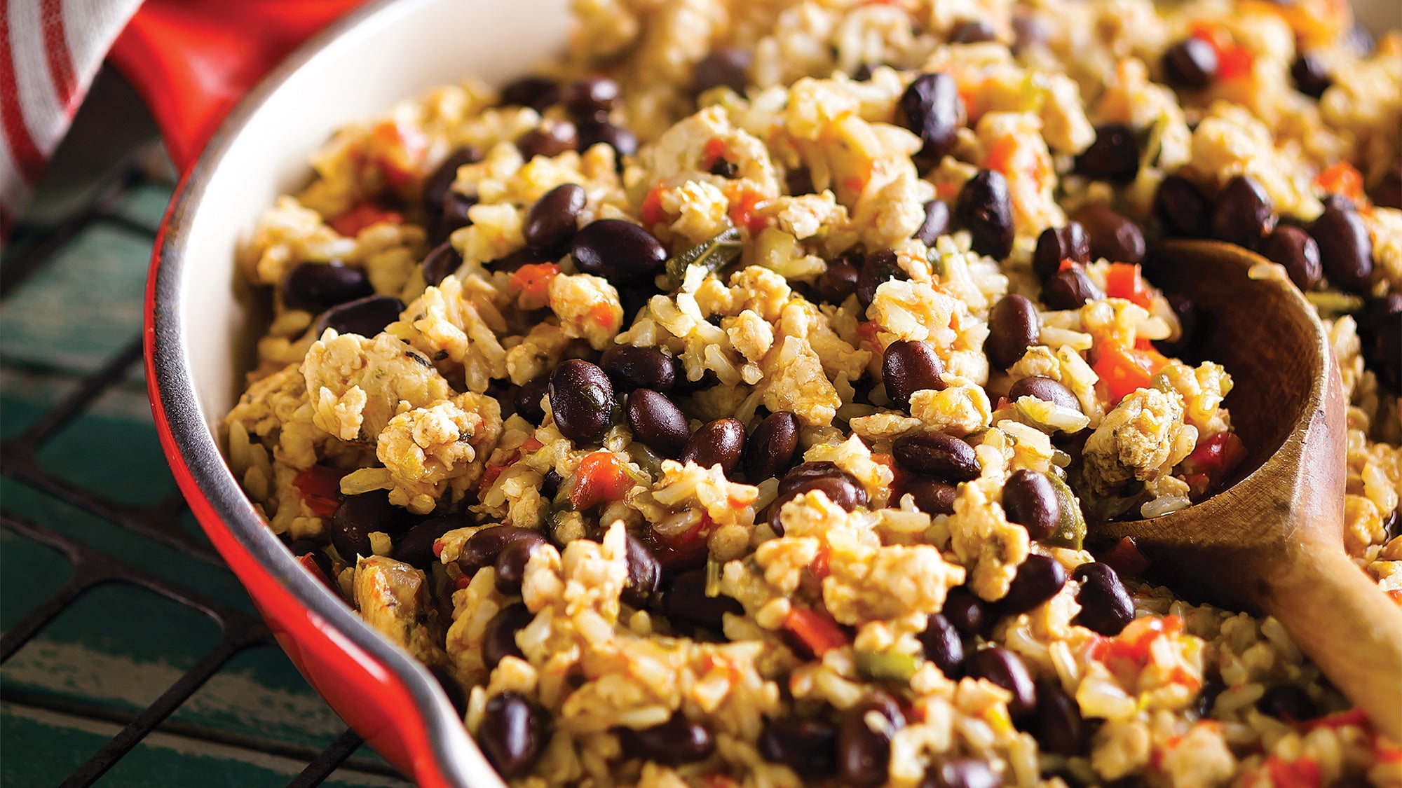 Cuban Style Rice and Beans with Turkey Healthy flavorful rice and beans recipe