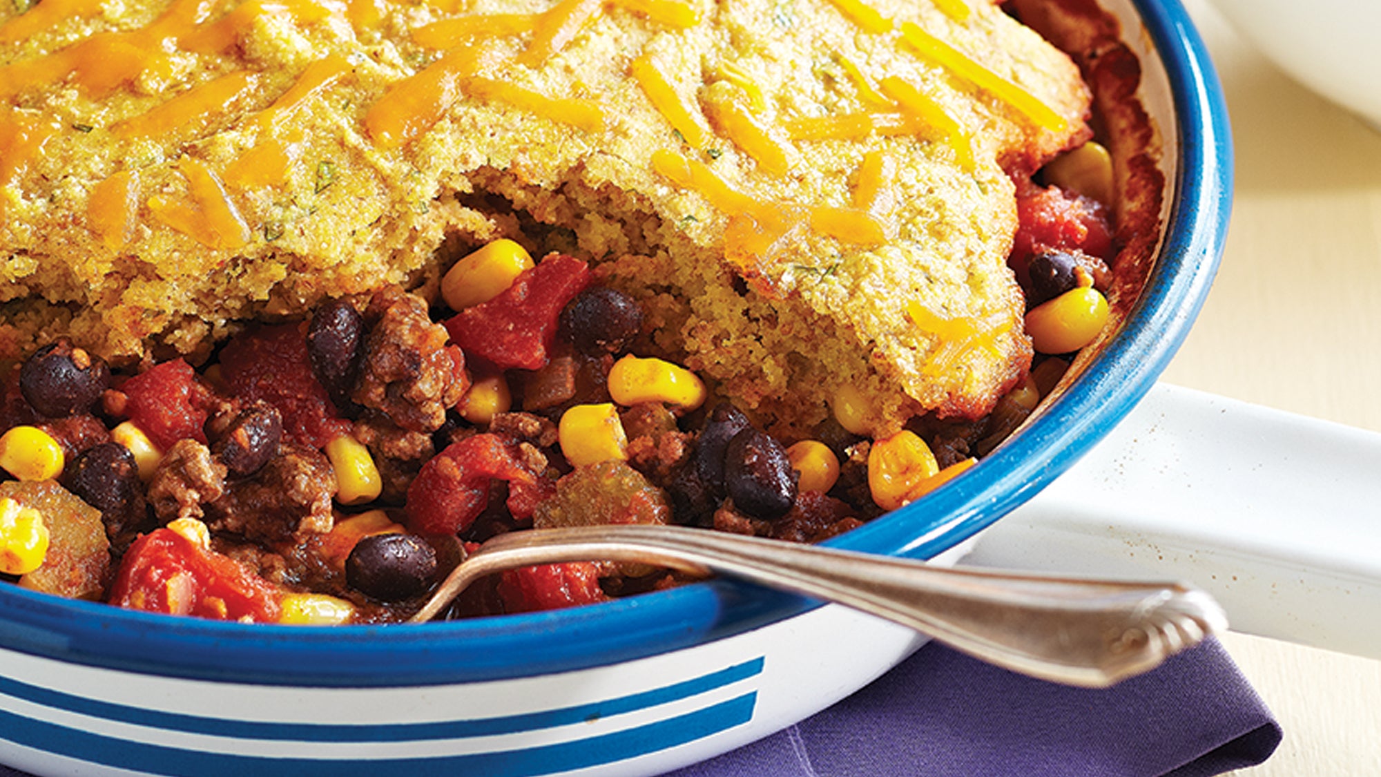 Corn Bread–Topped Beef and Black Bean Chili 56 web