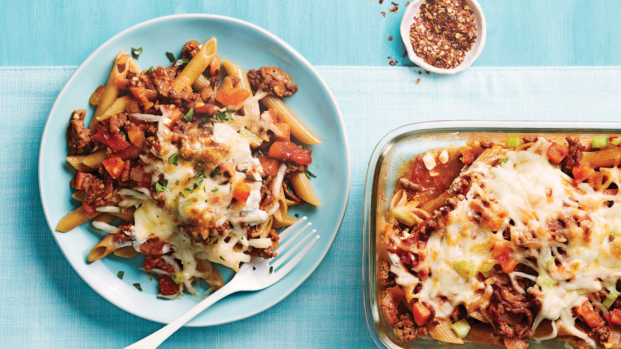 Whole-Grain-Penne-Bolognese-Bake_89-web Penne Bolognese Casserole recipe