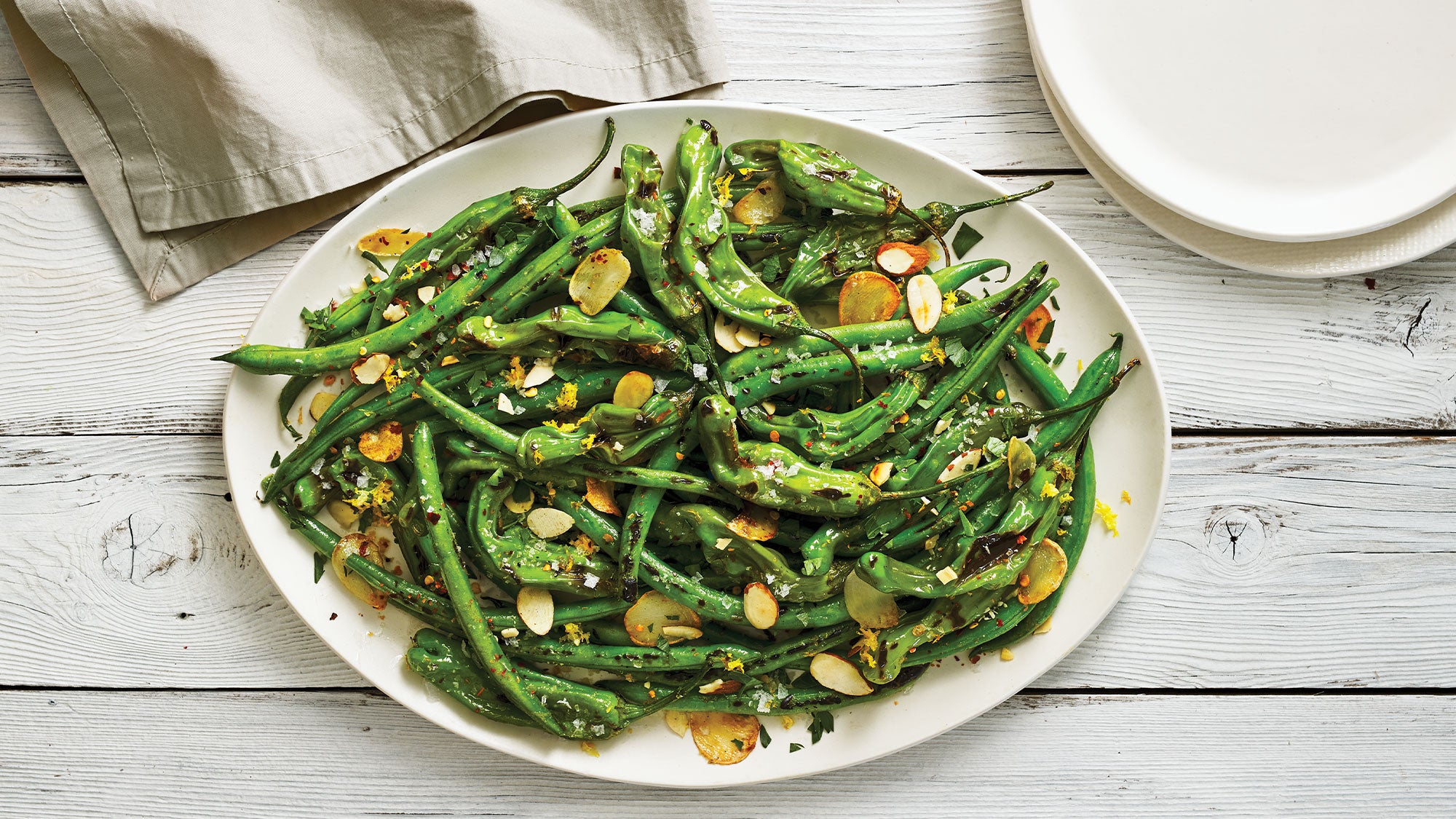 Blistered Green Beans & Shishito Peppers recipe