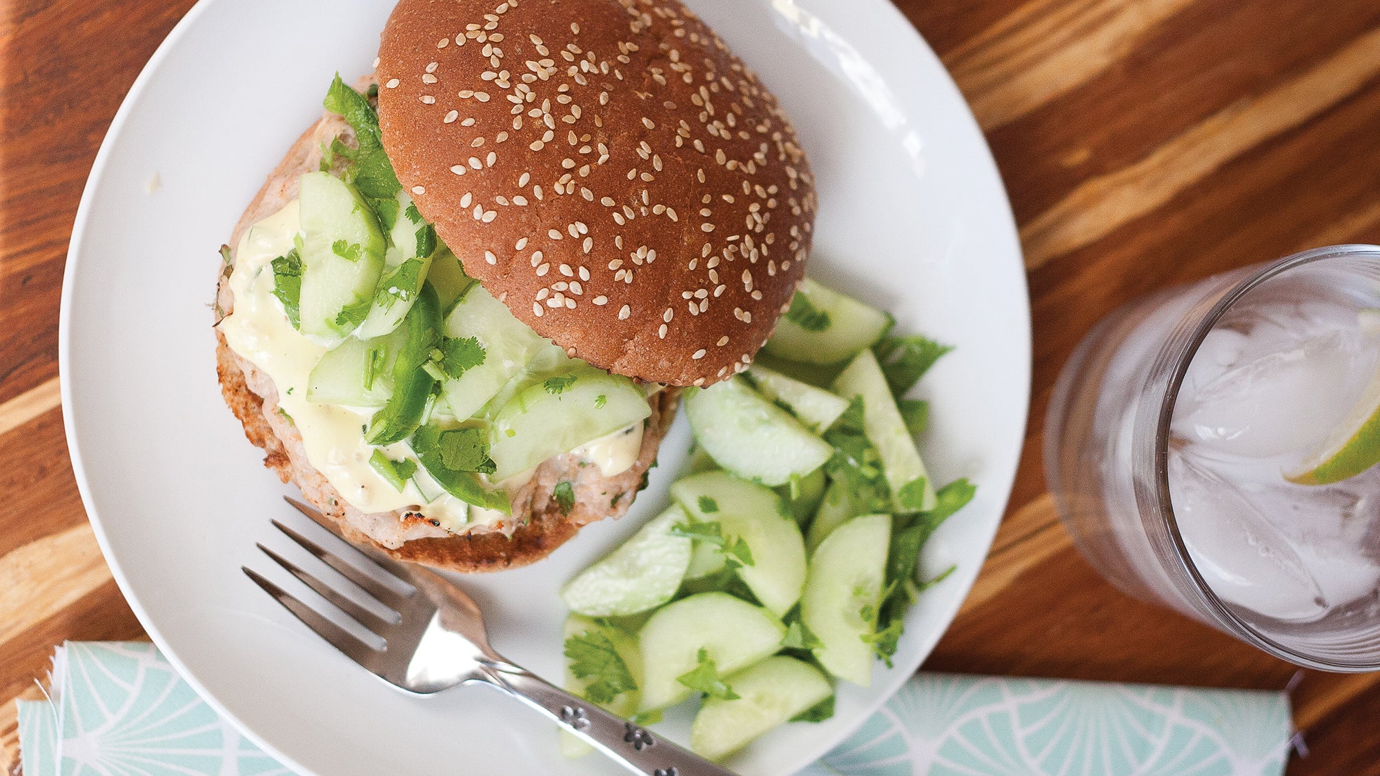 Chipotle Chicken Burgers with Ginger Lime Aioli and Cucumber Salad Chipotle Chicken Burgers with Ginger Lime Aioli and Cucumber Salad Recipe