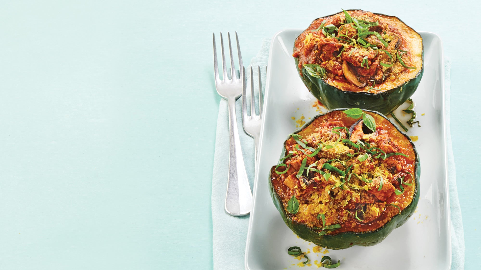 Turkey-and-Mushroom-Ragu-Stuffed-Acorn-Squash_82-WEB Turkey & Mushroom Ragu-Stuffed Acorn Squash recipe